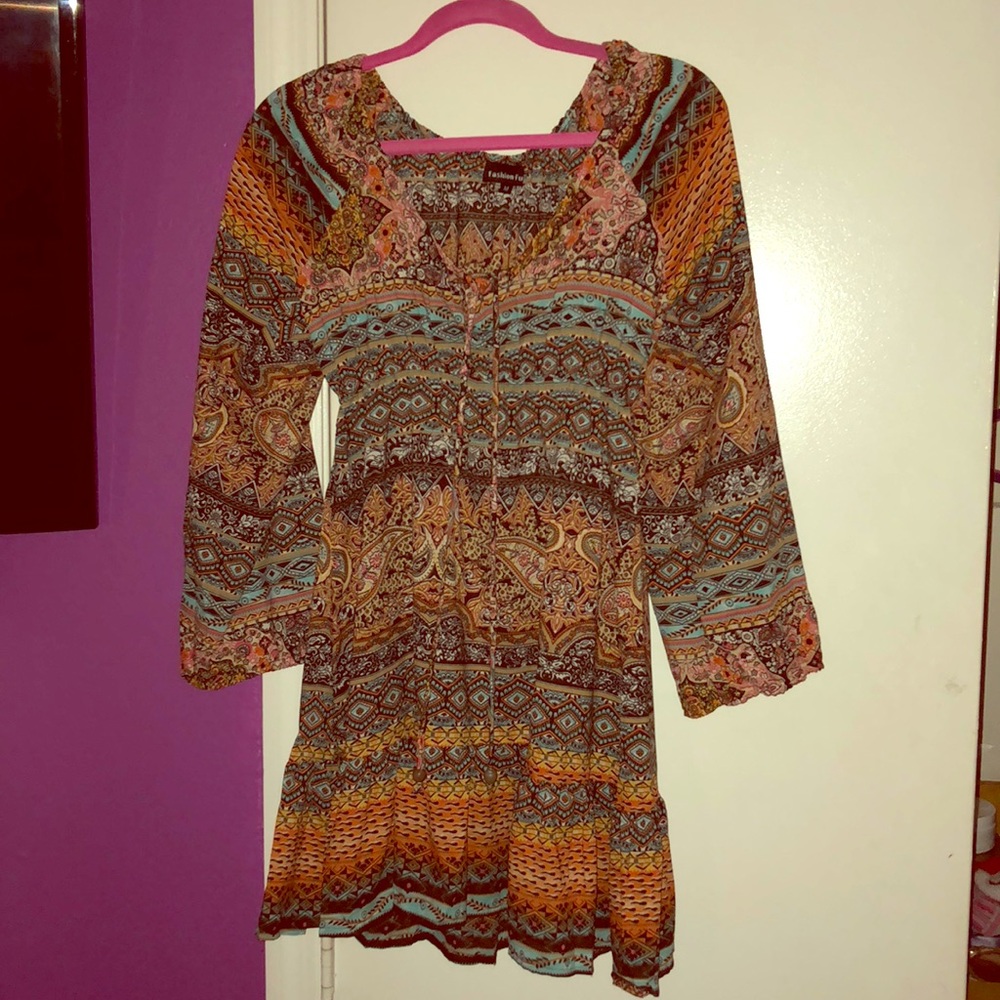 Boho Long Sleeved Dress